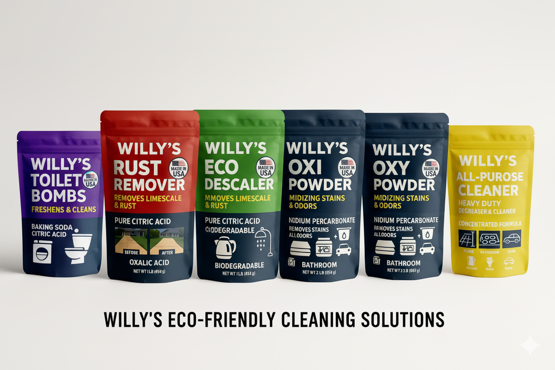 he full line of Willy's eco-friendly cleaning products